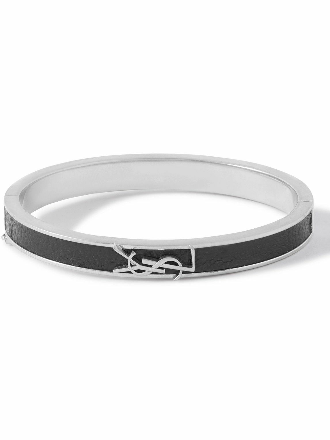 ブレスレット SAINT LAURENT  Bracelets Women Leather Black/Silver SAINT LAURENT - Silver-Tone and Leather Bracelet - Black