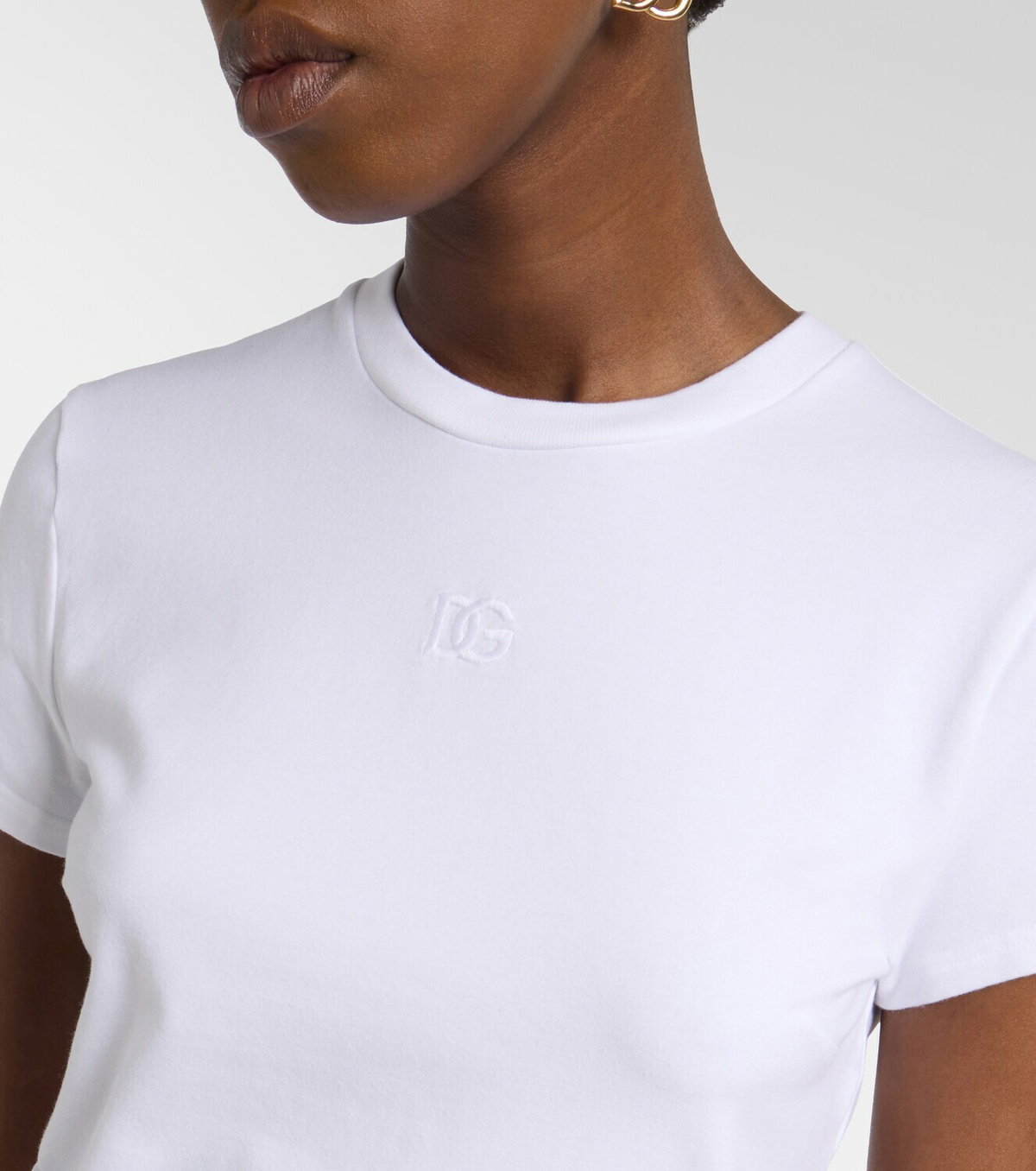 Dolce&Gabbana Embroidered cotton-blend jersey T-shirt