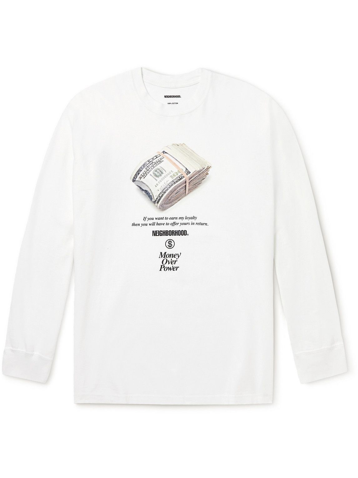 White Power-print cotton-jersey T-shirt