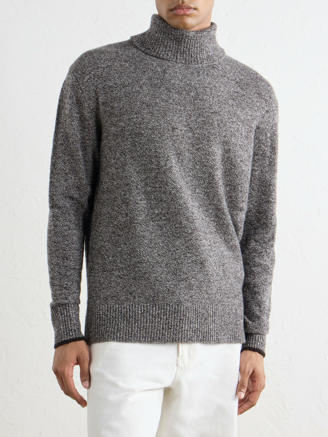 Altea - Wool and Cashmere-Blend Mouliné Rollneck Sweater - Brown