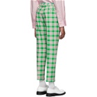 Thom Browne Green and Pink Flannel Check Trousers