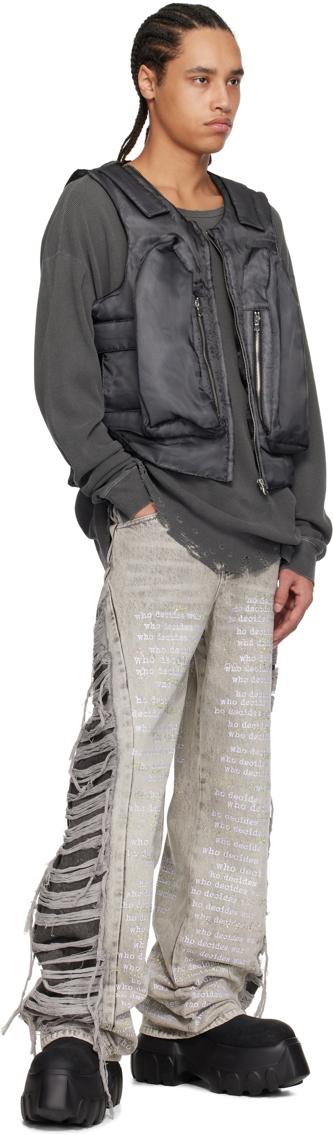 Who Decides War Gray Organza Bullet Point Vest