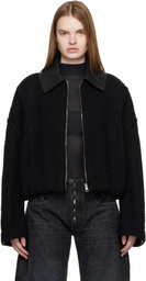 Jean Paul Gaultier Black Heavy Wool Bomber Jacket