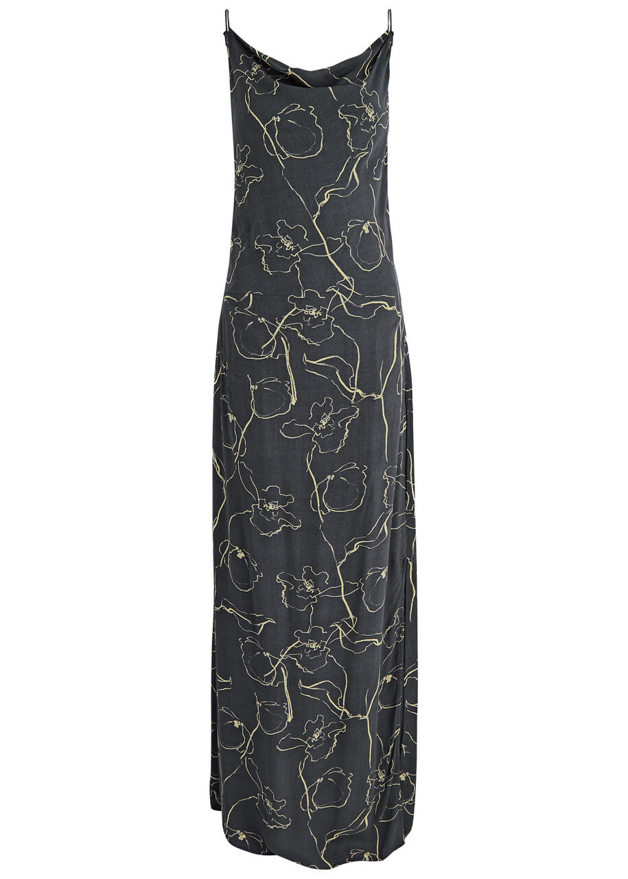 Faithfull The Brand Aurelié Printed Woven Maxi Dress Navy