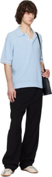 Solid Homme Blue Collared Short-Sleeve Terry Knit Polo