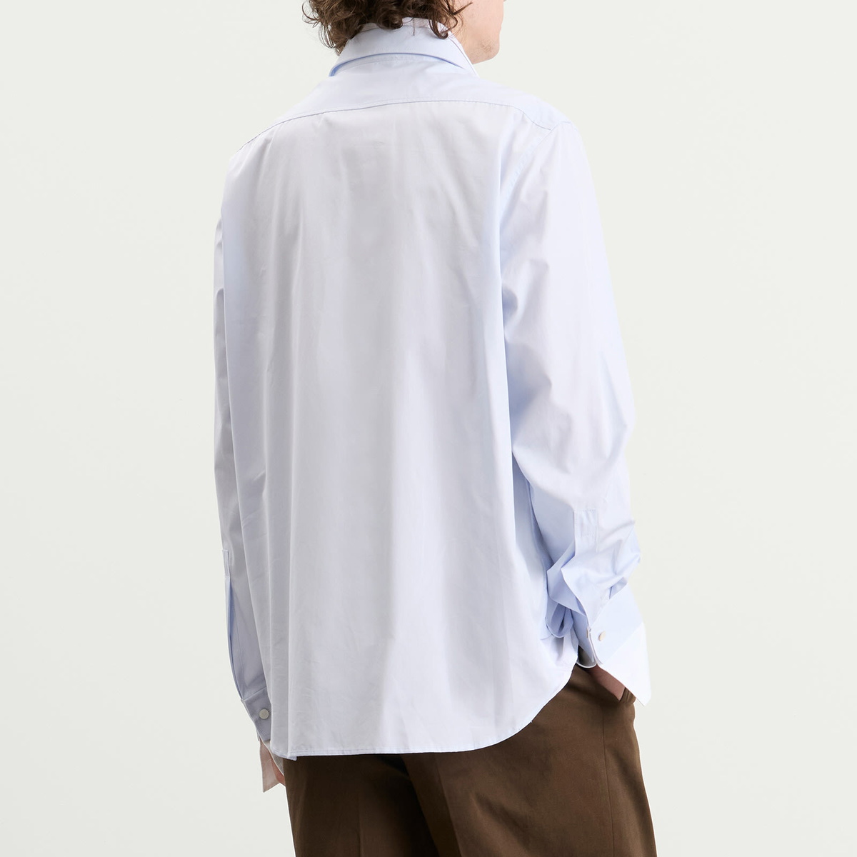 Acne Studios Men's Sont Poplin Long Sleeve Shirt in Blue/White