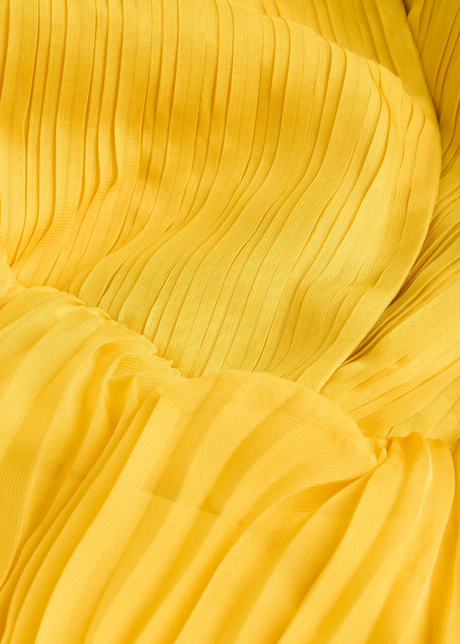 Alice + Olivia Nya Pleated Chiffon Maxi Dress Yellow