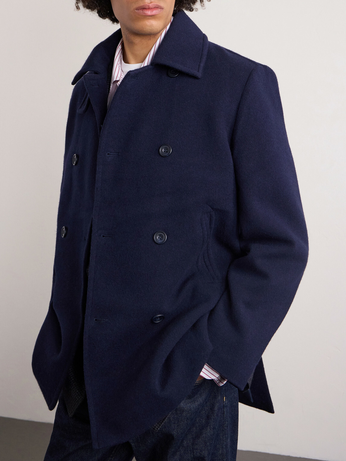 Anderson & Sheppard - Double-Breasted Wool and Cashmere Peacoat - Blue