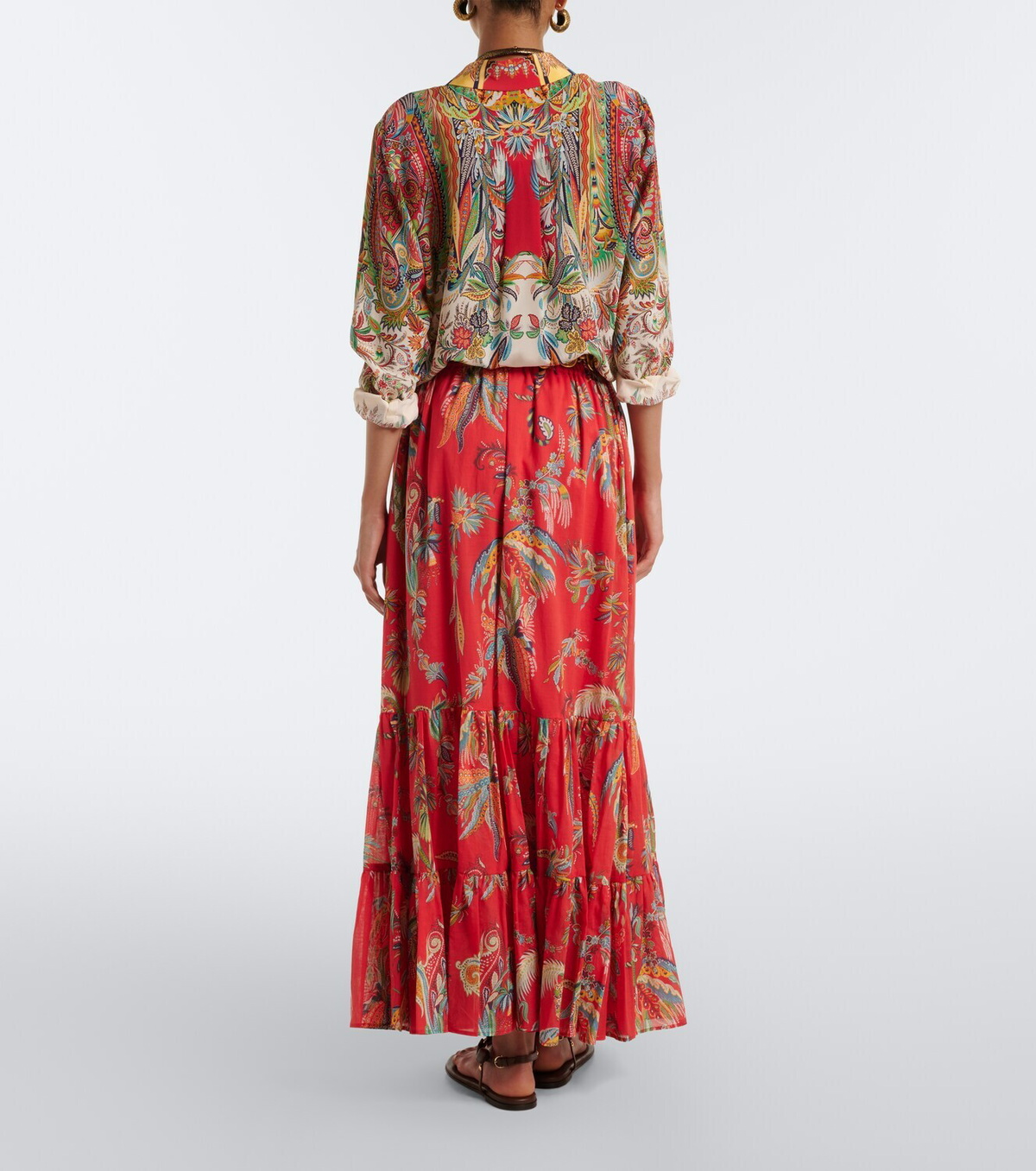 Etro Printed cotton maxi skirt