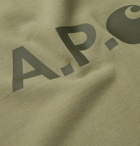 A.P.C. - Carhartt WIP Logo-Print Loopback Cotton-Jersey Sweatshirt - Green