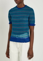 JW Anderson Fair Isle Sheer Cotton-blend top Blue