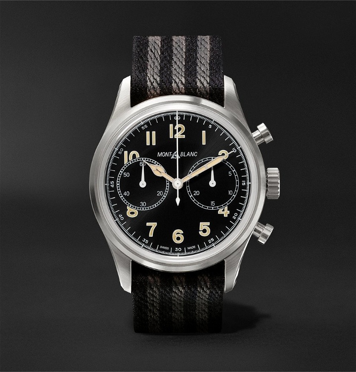 Photo: Montblanc - 1858 Automatic Chronograph 42mm Stainless Steel and NATO Webbing Watch - Men - Black