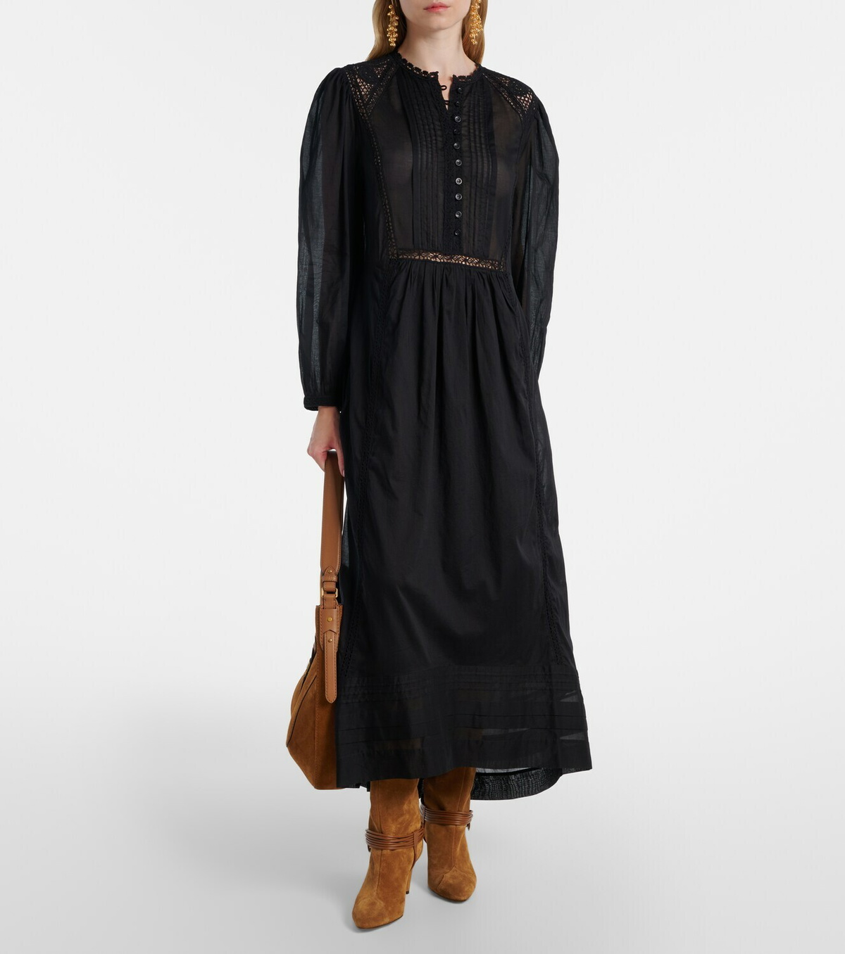 Marant Etoile Gisela lace-trimmed cotton maxi dress