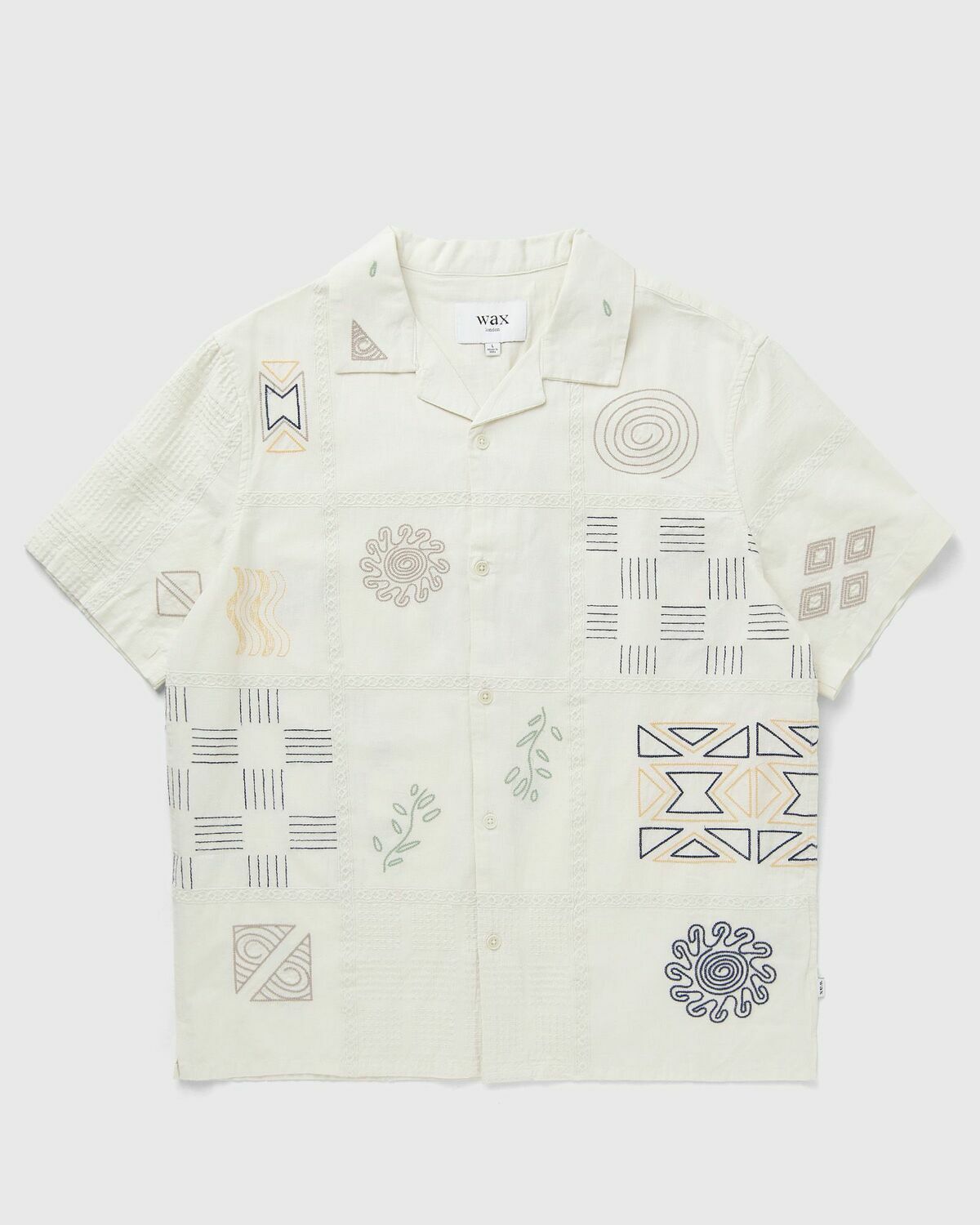 Wax London DIDCOT SS SHIRT DOODLE EMBROIDERY White Mens Shortsleefe