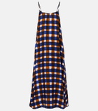 Asceno Napoli checked silk twill maxi dress