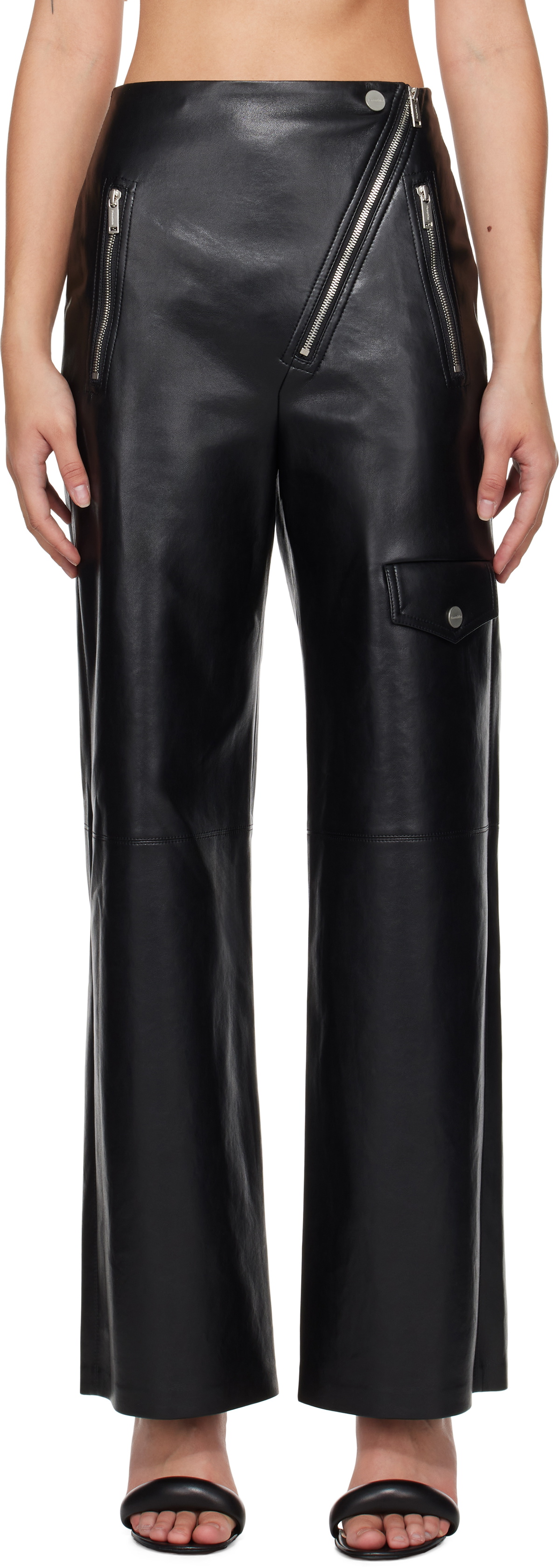 Nanushka Black Hayes Regenerated Leather Pants