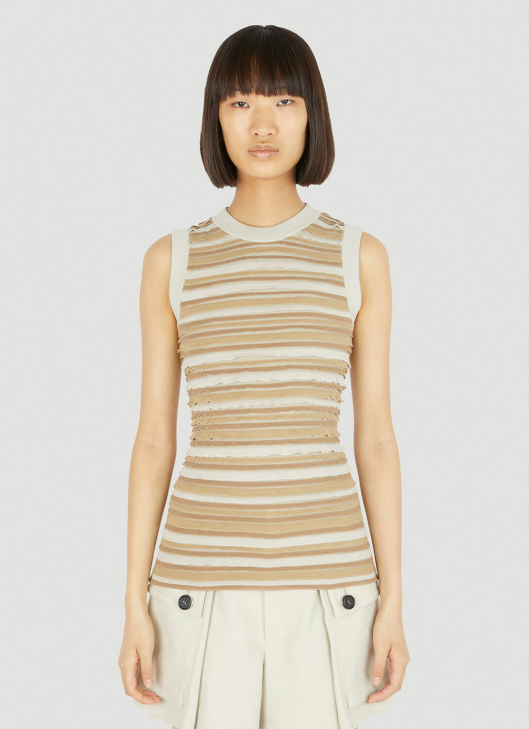 Durazzi Milano Rouches Cut-Out Knit Tank Top