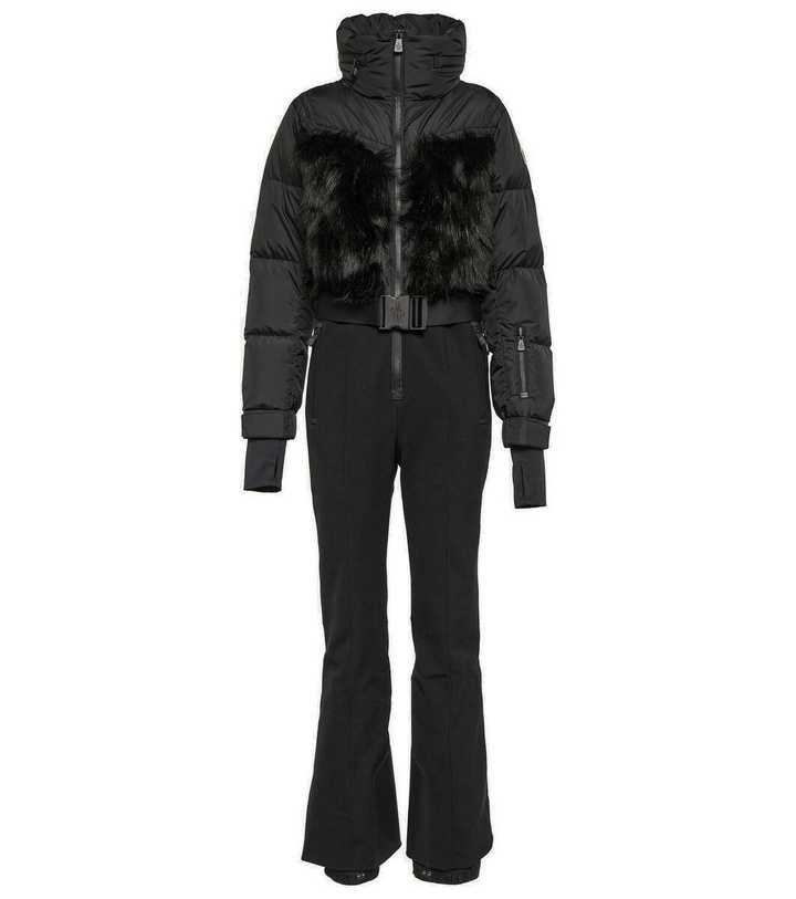 Photo: Moncler Grenoble Faux fur-trimmed down ski suit