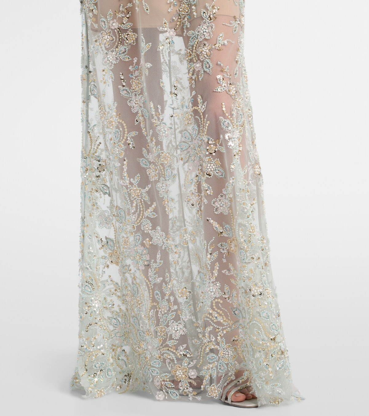 Self-Portrait Embellished caped maxi dress