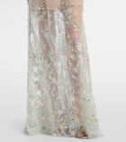 Self-Portrait Embellished caped maxi dress