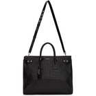 Saint Laurent Black Croc Sac De Jour Tote