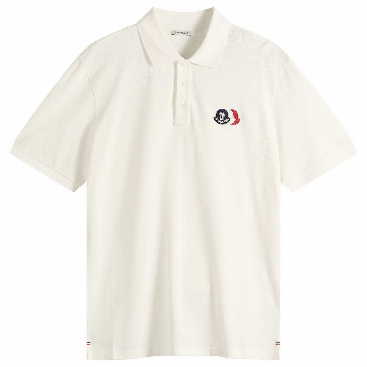 Moncler Men's Cotton Pique Logo Polo in White