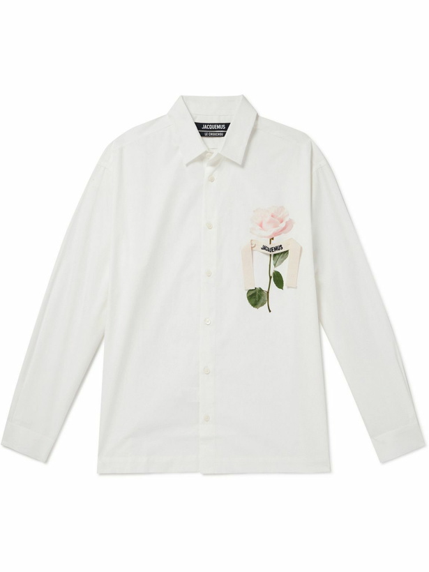 Photo: Jacquemus - Baou Webbing-Trimmed Printed Cotton-Poplin Shirt - White