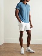 Nike Tennis - NikeCourt Heritage Logo-Appliquéd Cotton-Blend Mesh Polo Shirt - Blue