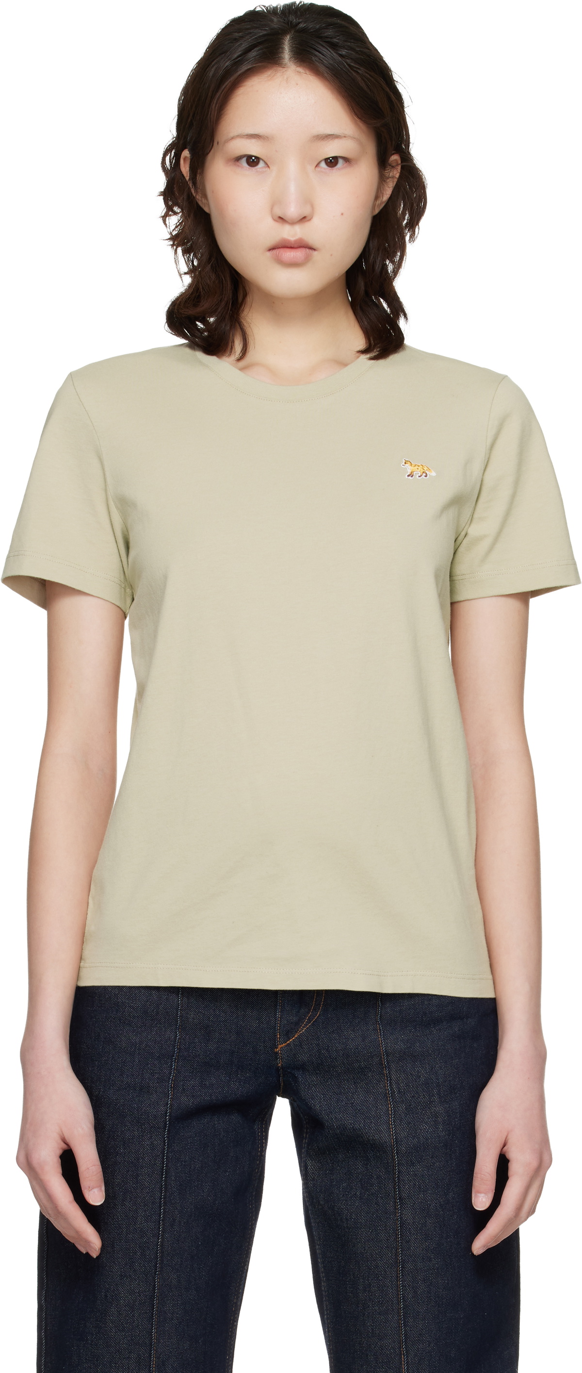 Maison Kitsuné Beige Baby Fox Regular T-shirt