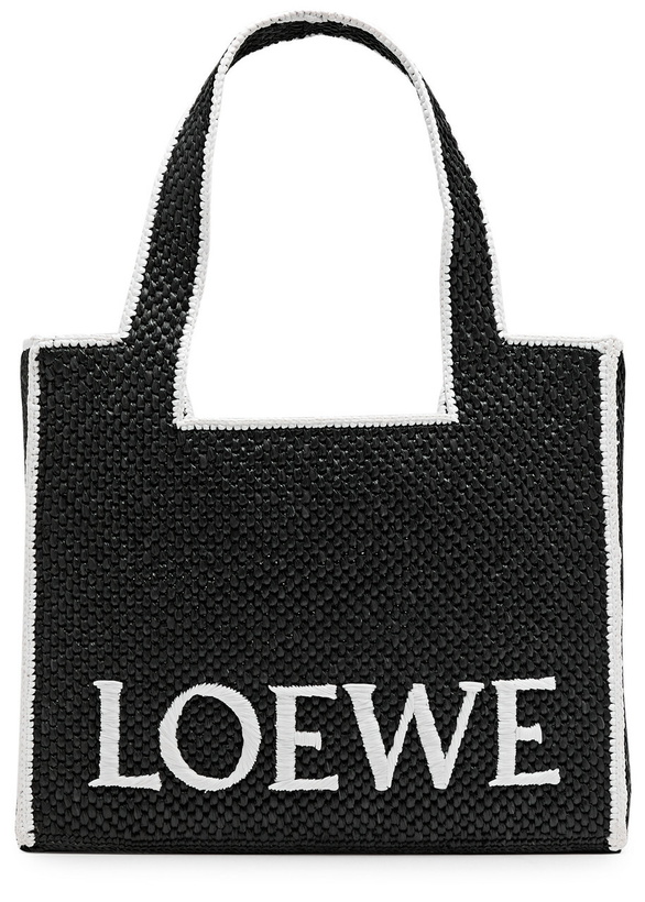 Photo: Loewe Logo Large Raffia Tote - Black - One Size