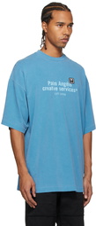 Palm Angels Blue Tonal Palm Tree Print T-Shirt