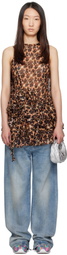 Collina Strada Brown & Black Silk Ruffle Minidress
