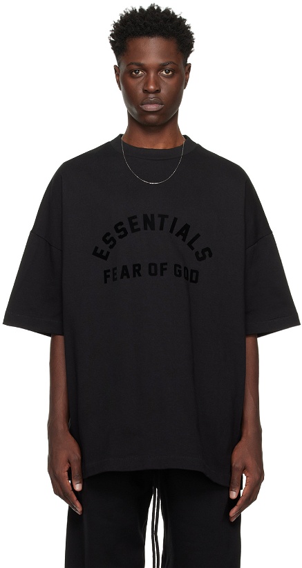 Photo: Fear of God ESSENTIALS Black Crewneck T-Shirt