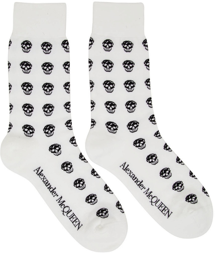 Photo: Alexander McQueen White & Black Short Skull Socks
