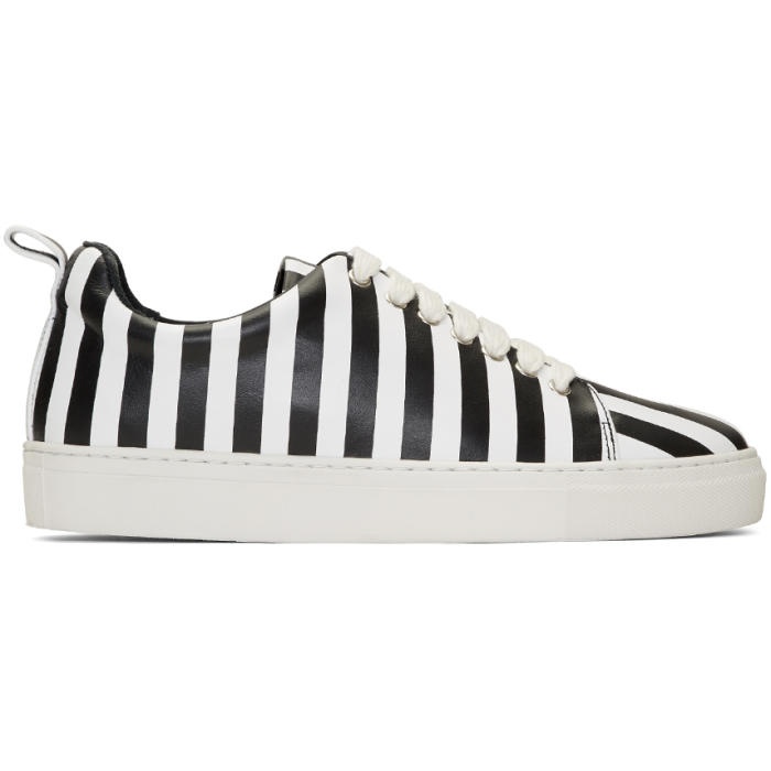 Photo: Marques Almeida Black and White Striped Leather Classic Sneakers