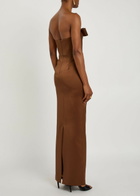 The New Arrivals Ilkyaz Ozel Sisu Strapless Satin Maxi Dress Brown