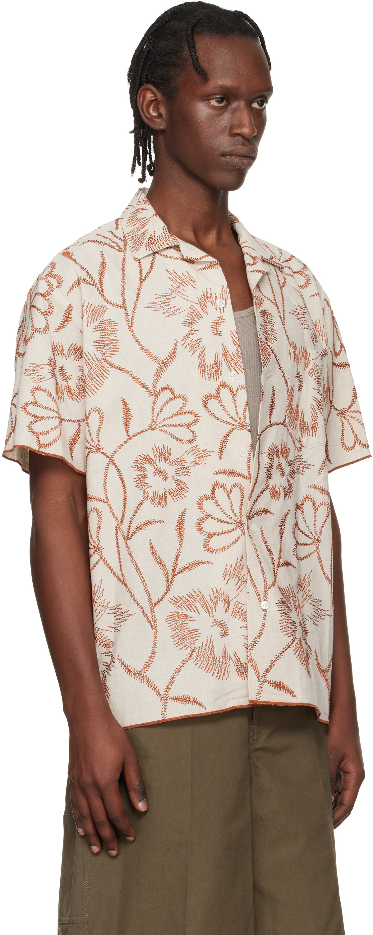 Toga Virilis Beige Embroidery S/S Shirt