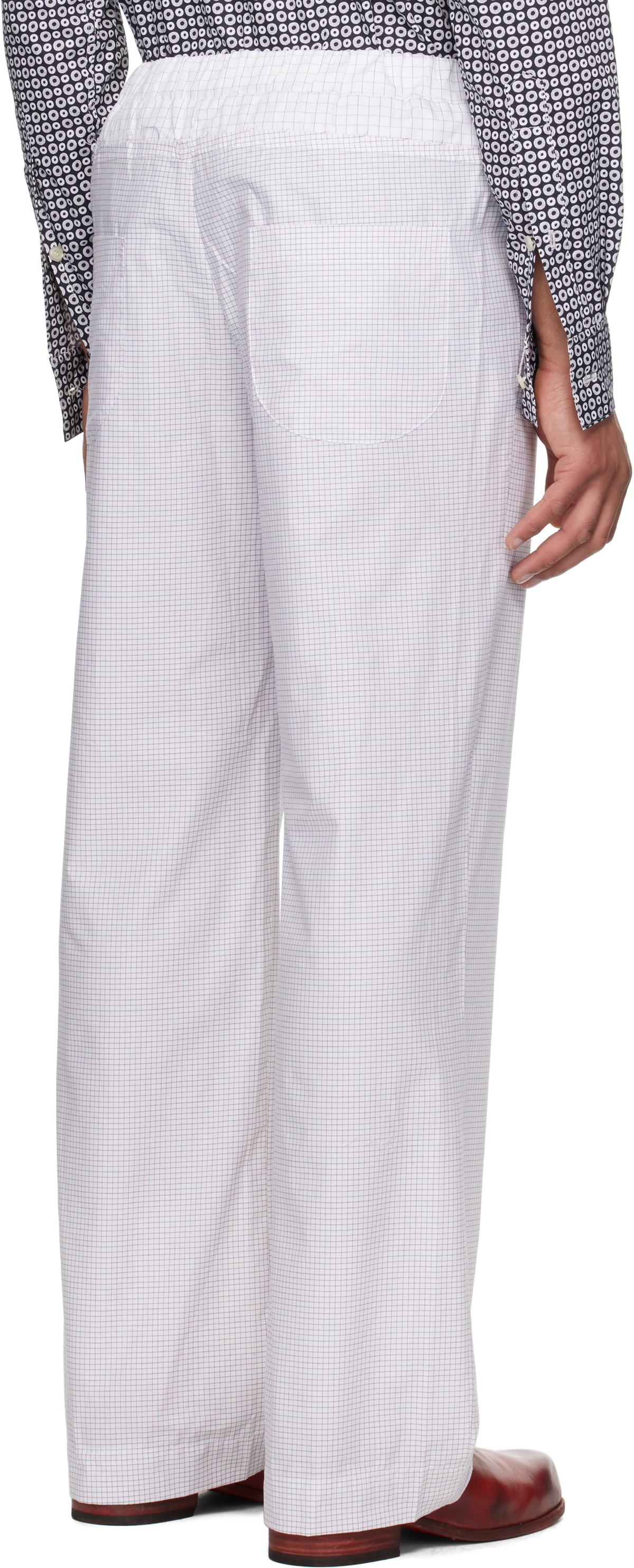 Edward Cuming White Patchwork Elasticized Trousers