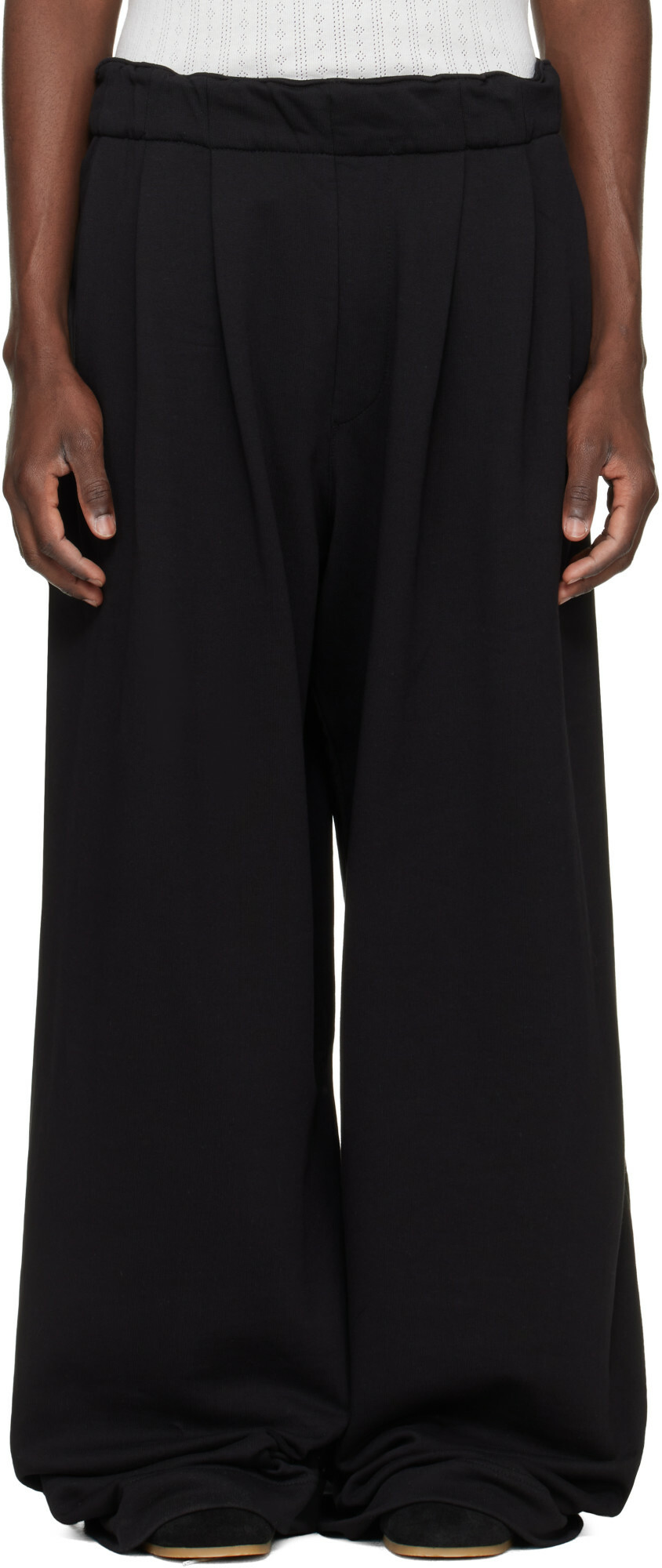 Dries Van Noten Black Pleated Sweatpants