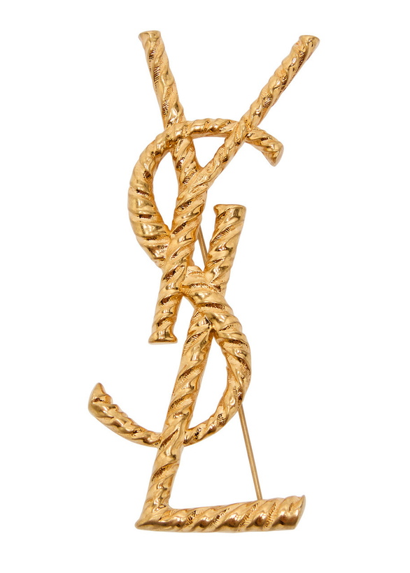Photo: Saint Laurent Twisted Texture Metal Brooch - Gold - One Size