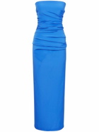 Proenza Schouler Blue Odette Draped Strapless Dress