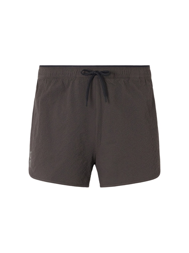Photo: On - Performance Volt Crinkled-Jacquard Recycled-Shell Running Shorts - Brown