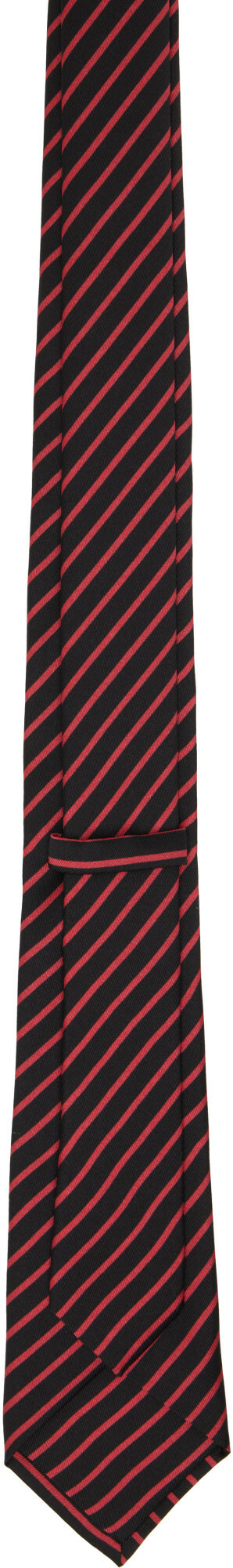 Jean Paul Gaultier Black & Red Striped TIe