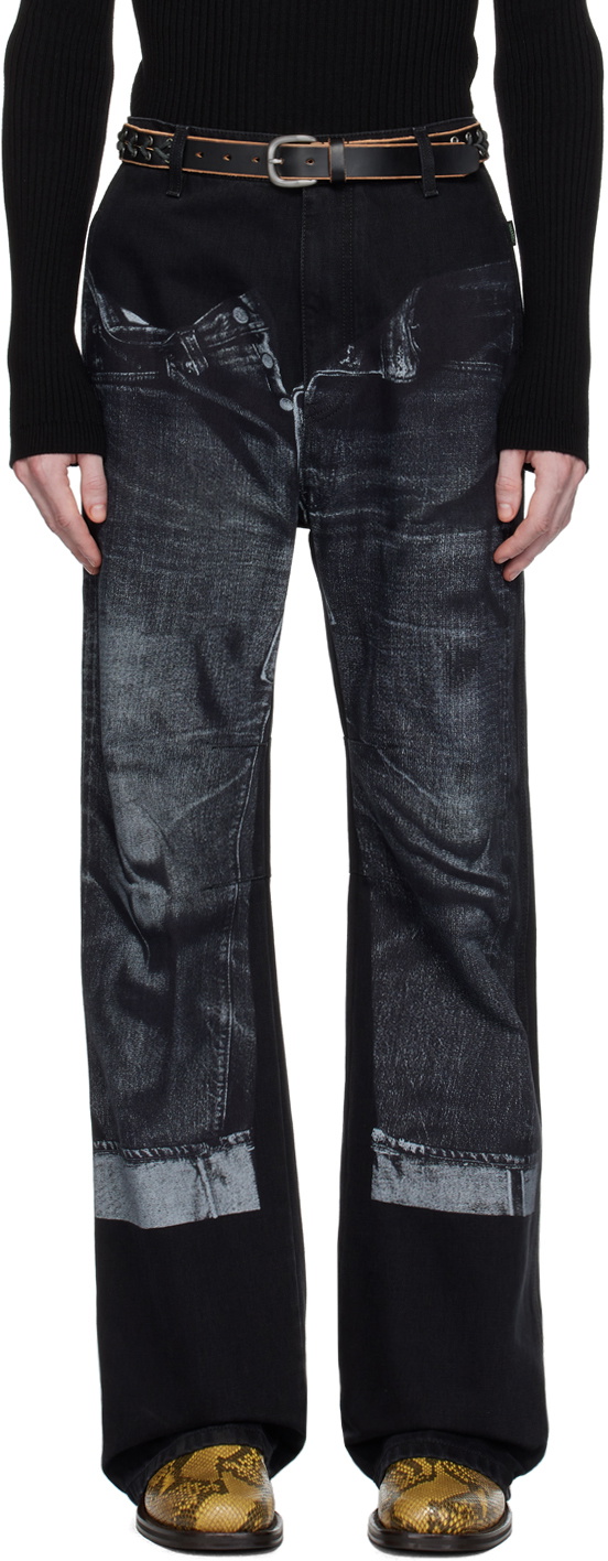 Jean Paul Gaultier Black Printed Jeans Jean Paul Gaultier