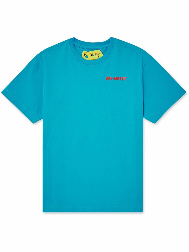 Photo: Off-White - Balloons Logo-Print Cotton-Jersey T-Shirt - Blue