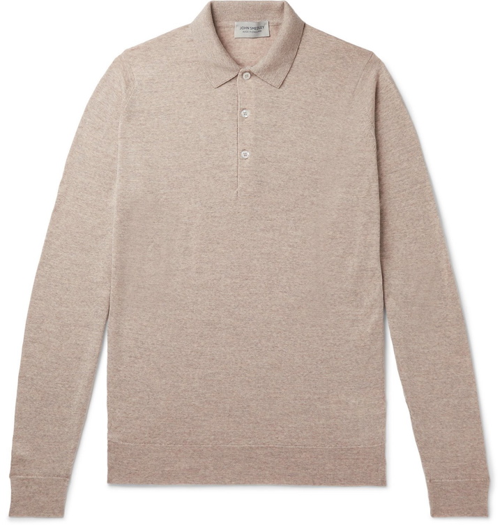 Photo: John Smedley - Belper Merino Wool Polo Shirt - Brown