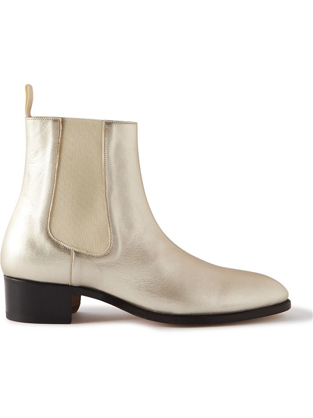Photo: TOM FORD - Metallic Leather Chelsea Boots - Silver