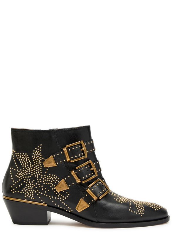 Photo: Chloe Susanna 40 Studded Nappa Leather Ankle Boots Black