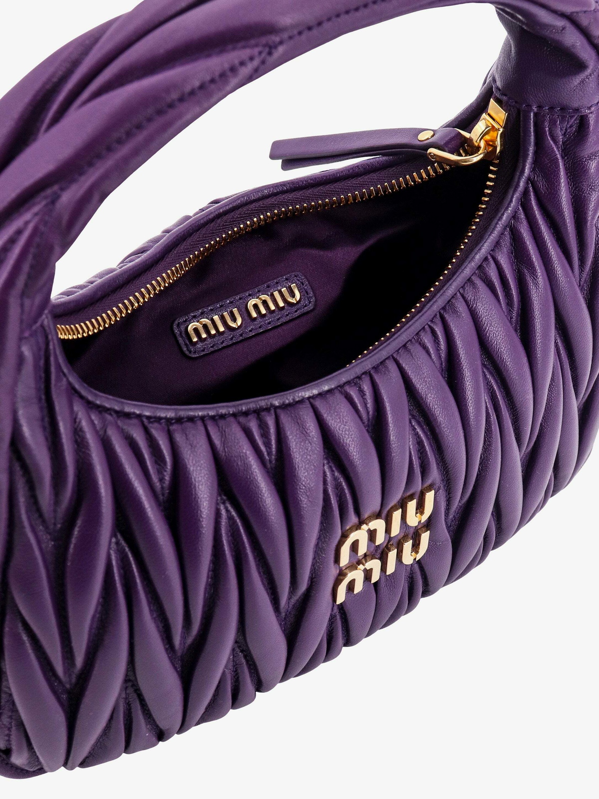 【国内発】MIU MIU WANDER マテラッセ ハンドバッグ パープル Miu Miu Wander Purple Womens Miu Miu