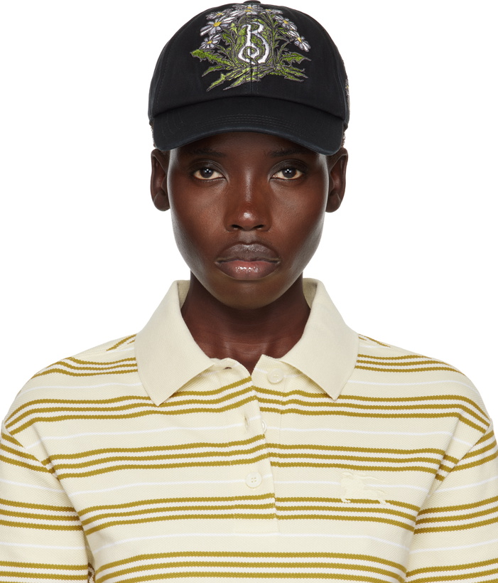 Photo: Burberry Black Daisy 'B' Gabardine Baseball Cap
